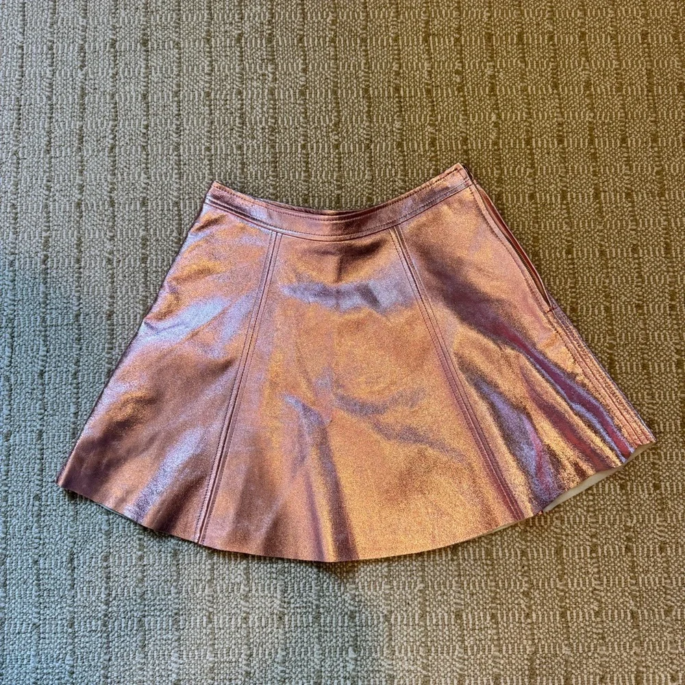 NWT Love Shack Fancy metallic pink mini skirt - Picture 3 of 6